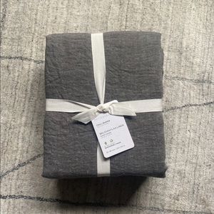 Pottery Barn Belgian Flax Linen queen Duvet Cover charcoal